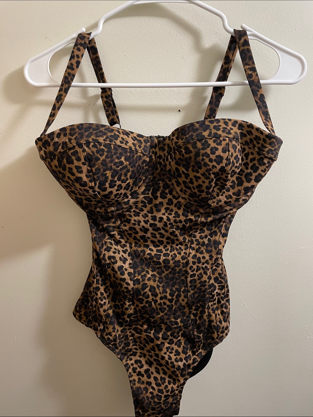 Leopard Print Bustier One-Piece Bodysuit